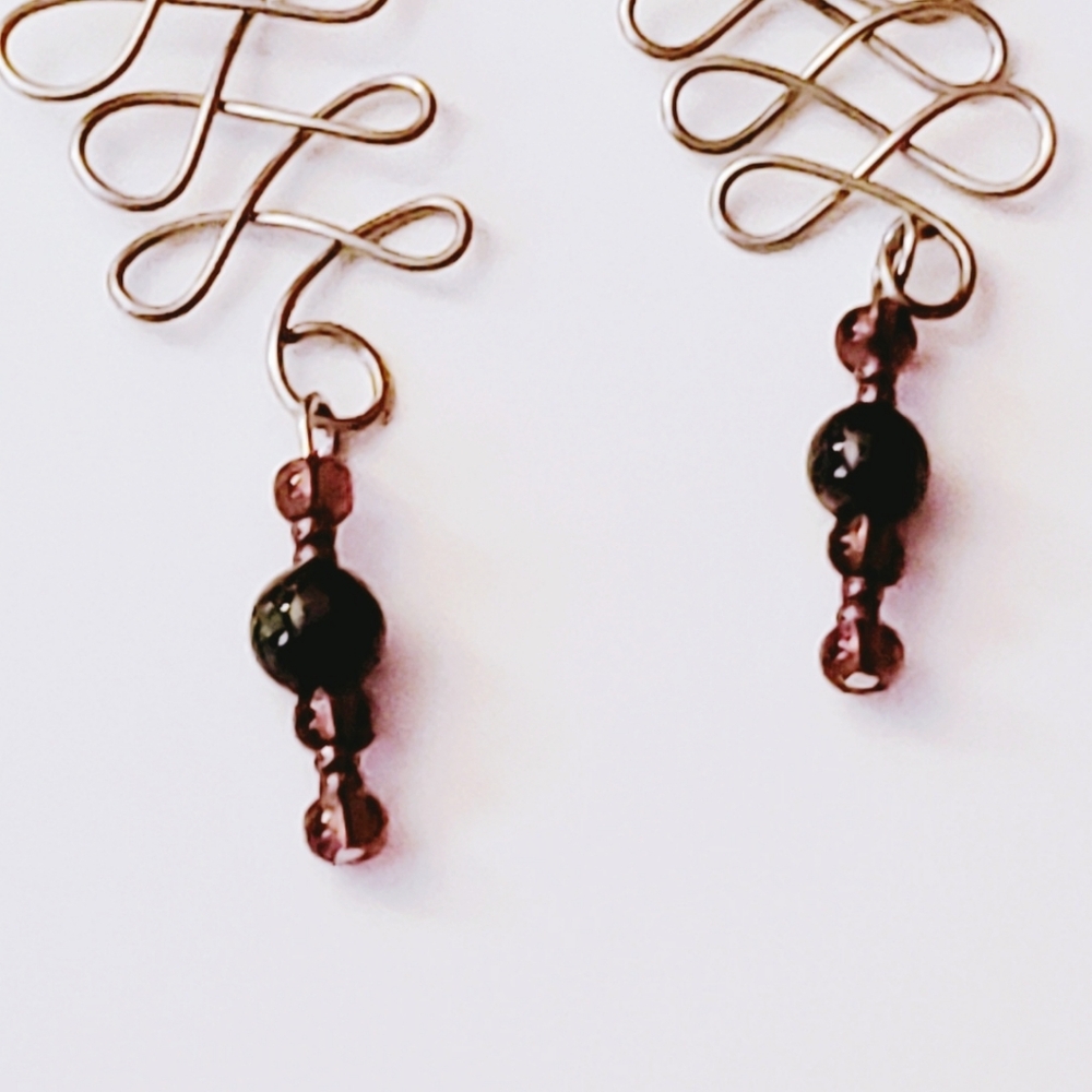 Unique Silver Celtic & Ruby Zig Zag Earrings - image 6